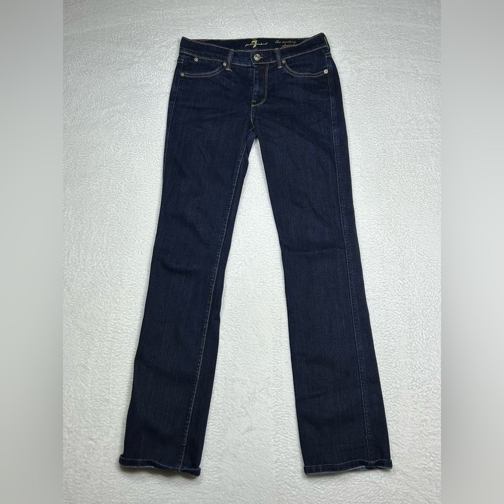 7 Seven For All Mankind Modern Straight Denim Jeans Dark Wash Stretch W28 L39